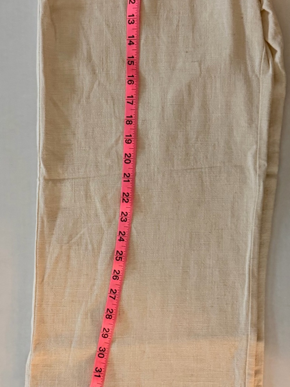 INDERO Women's Beige Viscose Linen Blend Wide Leg Drawstring Pants Size M - Picture 6 of 8